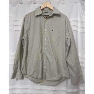 Mossimo Supply Co Mens Pinstripe Button Down Shirt Cotton Green Gray White L